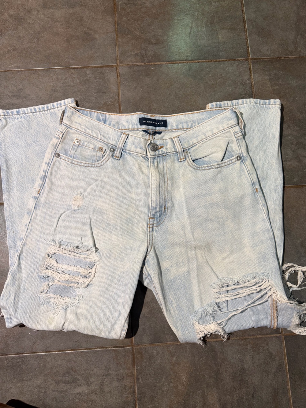 Aeropostale Light Wash Distressed Jeans - Light Blue